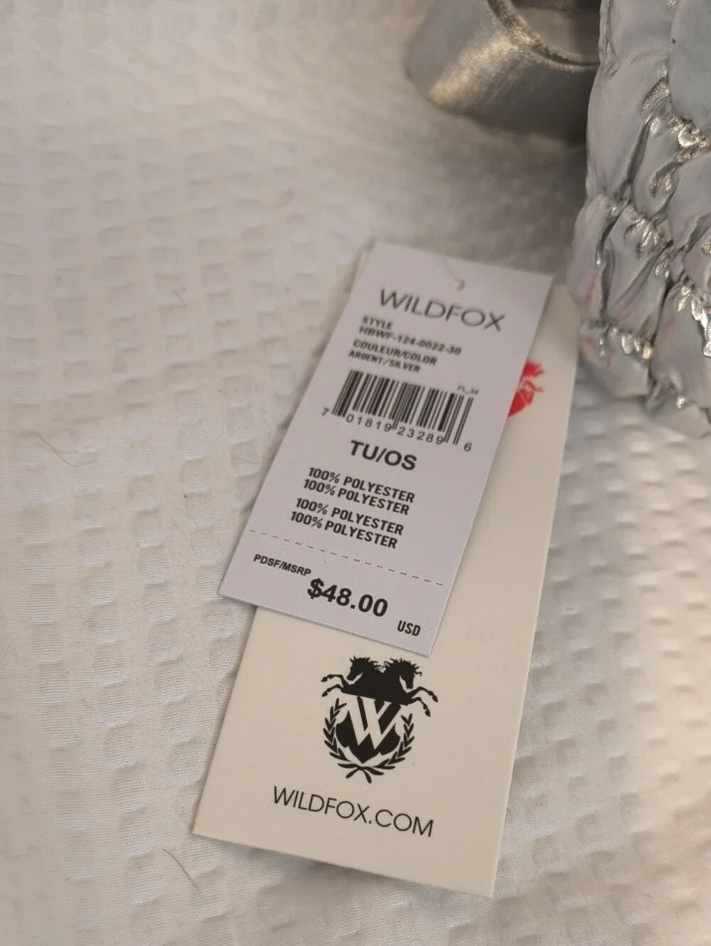 Wildfox HBWF-124-0022-30 Metallic Silver Floral Quilted BELT Bag